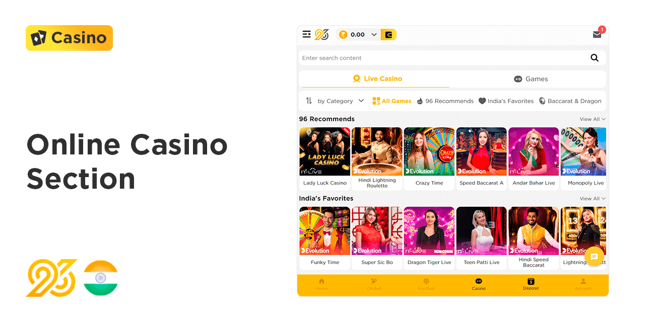 96In Online Casino Section - India